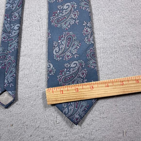 Christian Dior Tie Blue Paisley Silk Made in USA Fabric Woven in Italy Classic - Picture 4 of 5